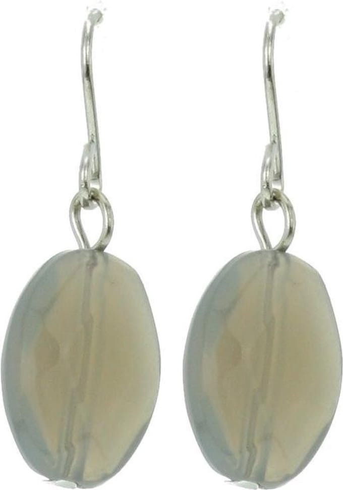 Behave - Dames oorbellen - Ovale hangers grijs stijlvol minimalistisch 2,8 cm