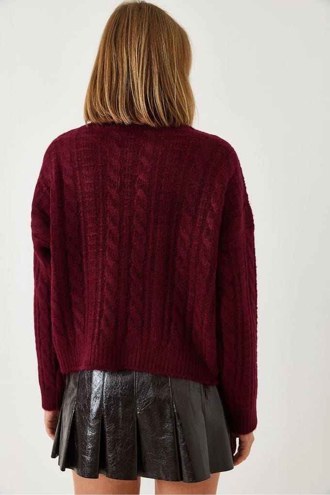Textuur Turtleneck Cropped Trui