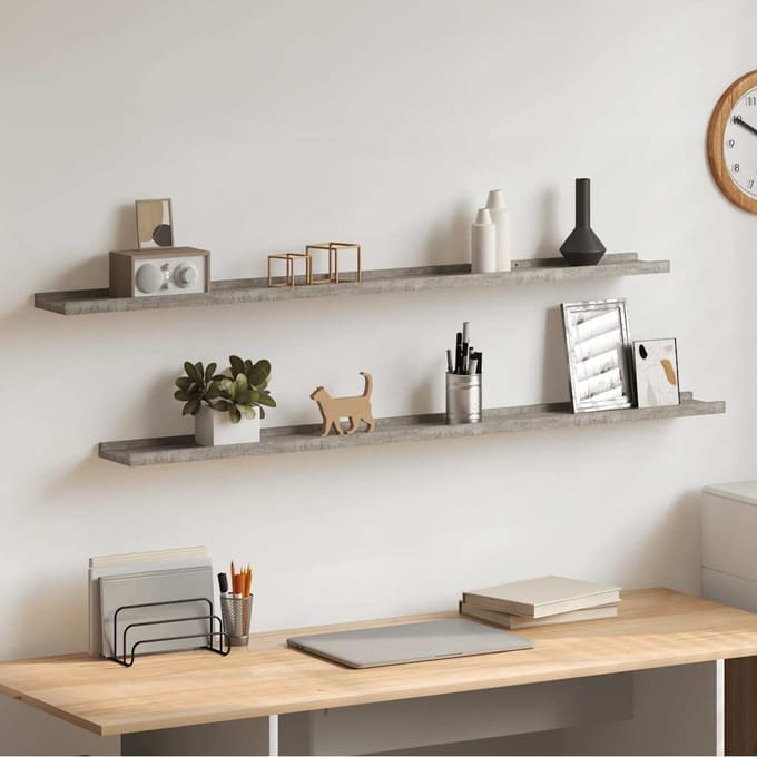 vidaXL - Wandschappen - 2 - st - 115x9x3 - cm - betongrijs