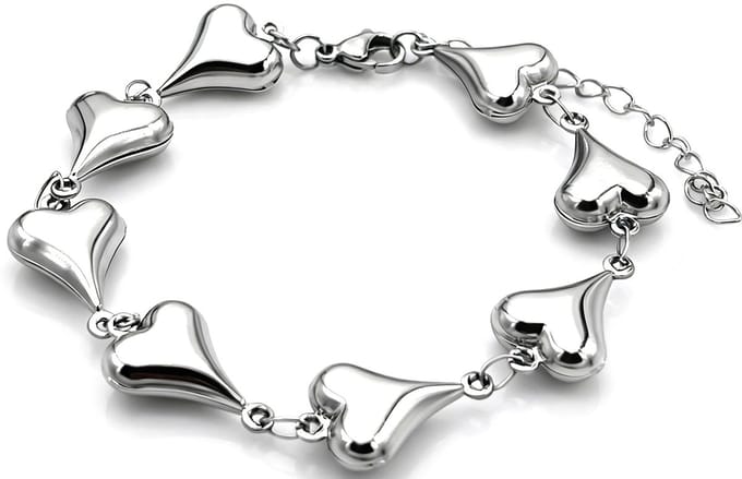 Armband - RVS - hartjes - zilverkleurig - 16-21 cm - dames – valentijn – cadeau