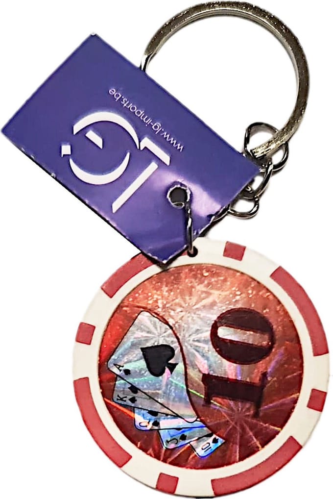 Lg-imports Sleutelhanger Pokerfiche 4 Cm Aluminium Rood