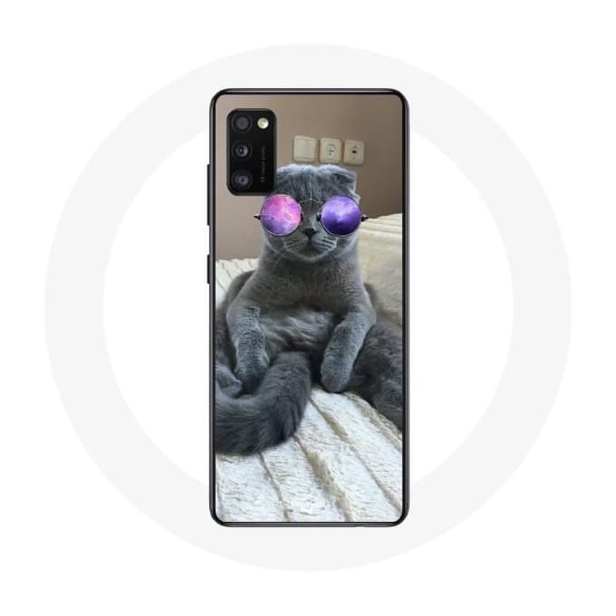 Samsung Galaxy A41 hoesje Kat met paarse bril
