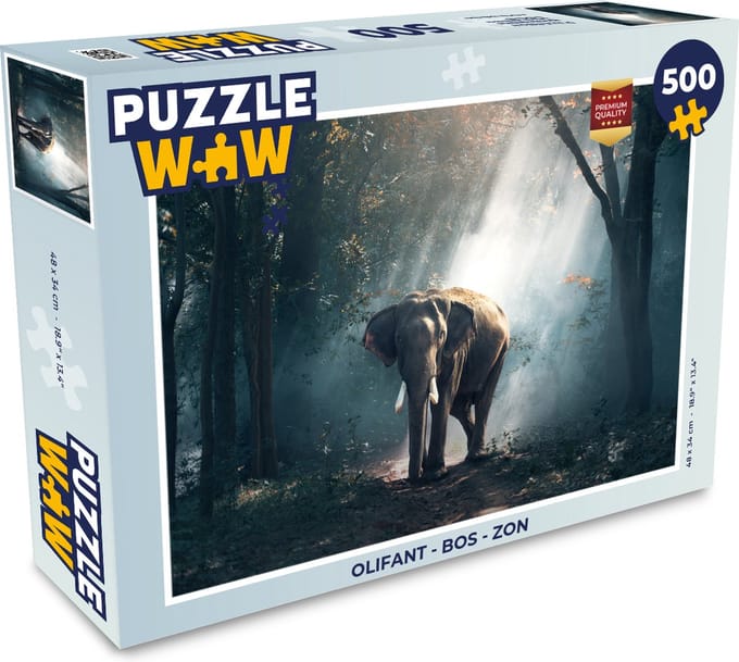 Puzzel Olifant - Bos - Zon - Legpuzzel - Puzzel 500 stukjes