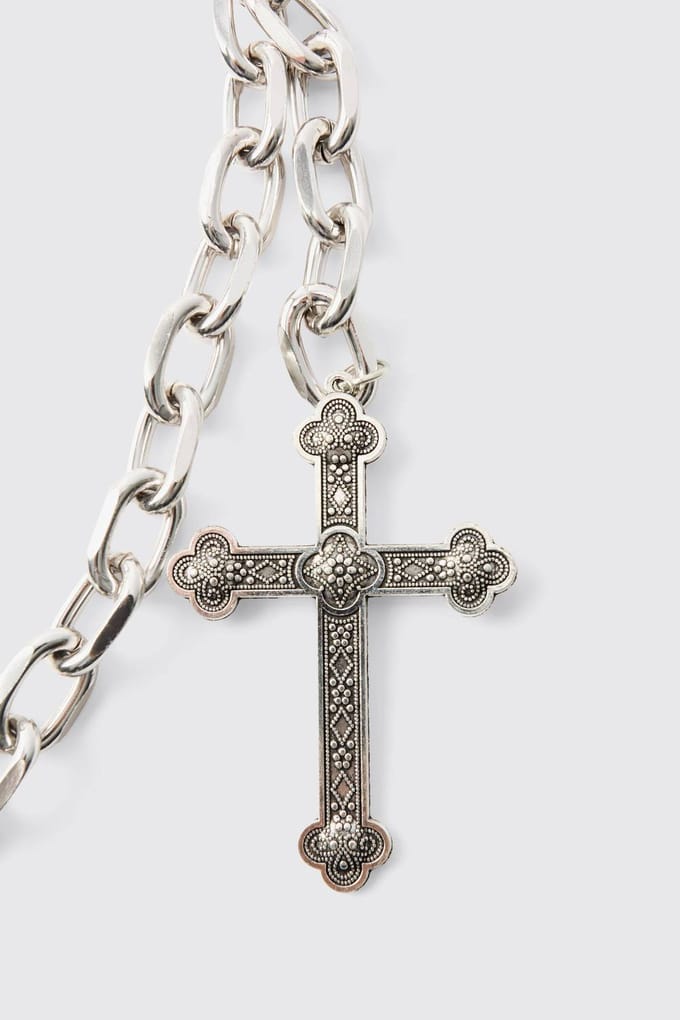 Cross Skull Jean-ketting in zilver | Silver