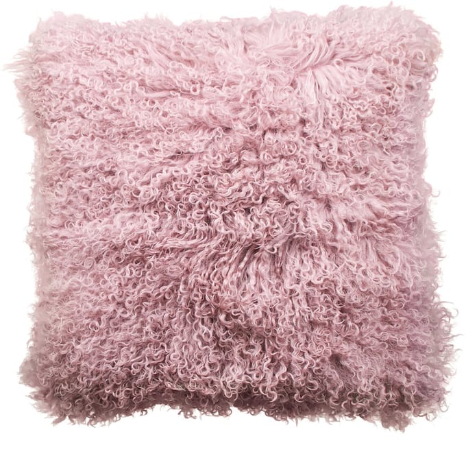 Van Buren - Tibetaans schapenvacht kussen - Roze 45x45cm - 100% echt schapenvacht