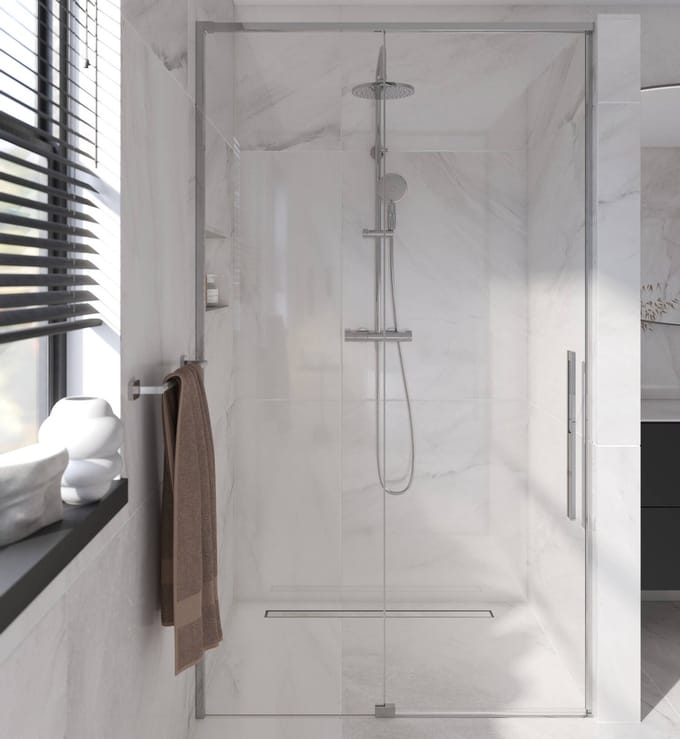 Saqu Syra schuifdeur 100x210 cm chroom helder glas