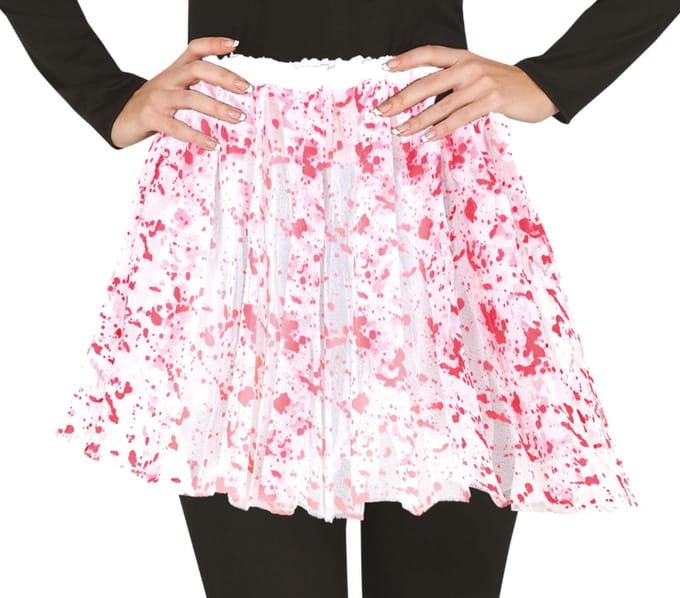 Fiestas Guirca - Dames tutu bloed wit/ rood - 40 cm - Carnavalskleding - Carnaval - carnavalskleding 2027 - Carnaval kostuum