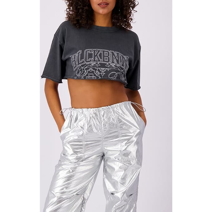 Black Bananas University Cropped Tee Black Größe: M | Hemden Outlet | Damen | Schwarz