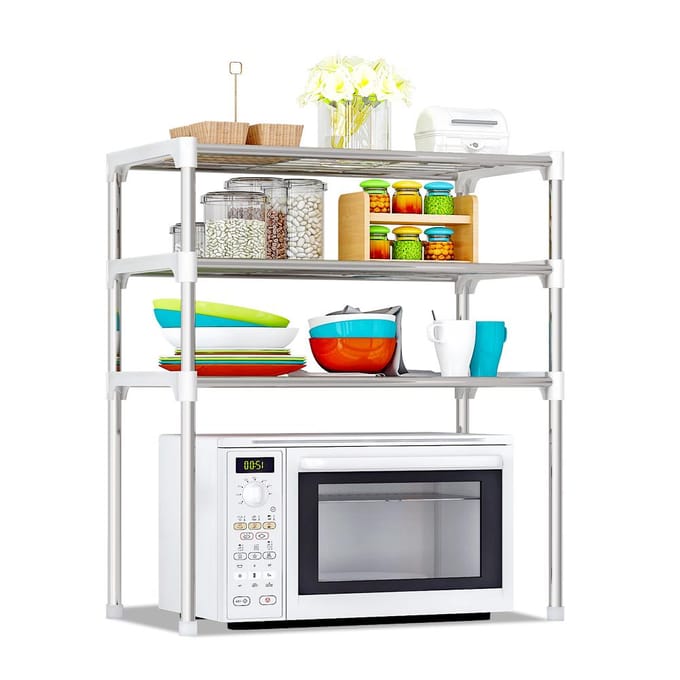 3-laags multifunctionele keukenopslagrek magnetronovenrek 3-Tier gray
