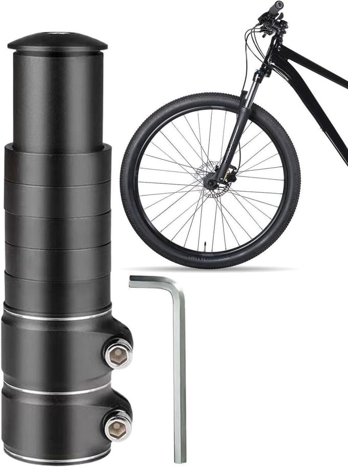 Fiets Stuurverhoger - Verstelbare Adapter - Comfortabel Fietsen - Verstelbare Hoogte - 28.6 mm Diameter - Zwart
