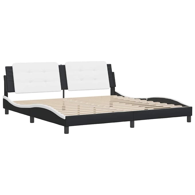 vidaXL - Bedframe - zonder - matras - "Zadar" - kunstleer - zwart - en - wit - 200x200 - cm