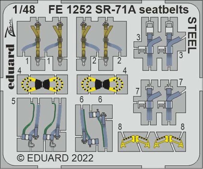 Eduard Modelbouwdecoratie - FE1252 Seatbelts Steel for SR-71 A Blackbird - Photo-etch