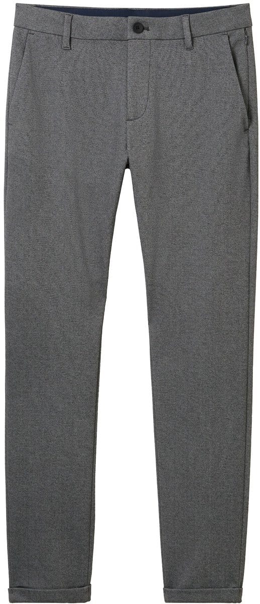Tom Tailor - TTTRAVIS SLIM chino van piqué jersey - Maat 33/34 - black white birds eye