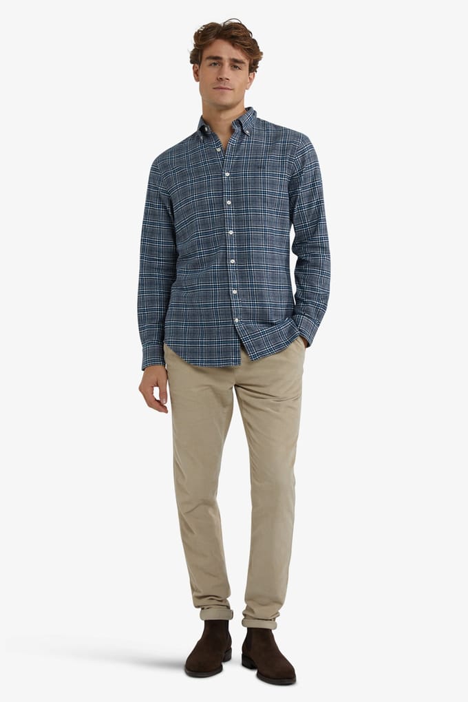 McGregor Flannel Twill Check Shirt Navy Größe: S | Casual hemden Outlet | Herren | Blau
