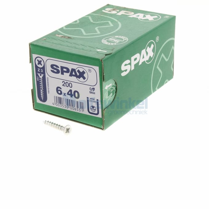 Spaanpl schr vz pk 6.0x40 poz (200) spax