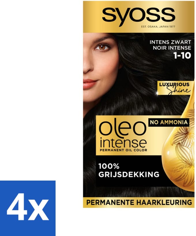 Syoss Oleo Intense - Haarverf - 1-10 - Intens Zwart - 115ml x 4