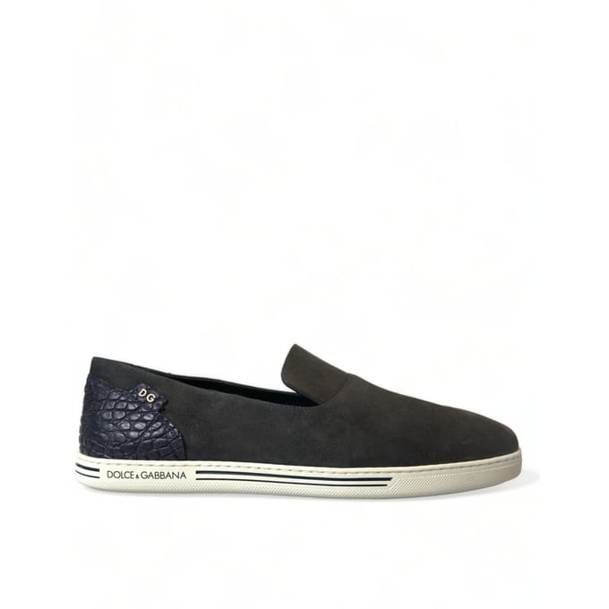 Dolce & Gabbana Blauwe Suède Caiman Heren Instappers Slippers Schoenen