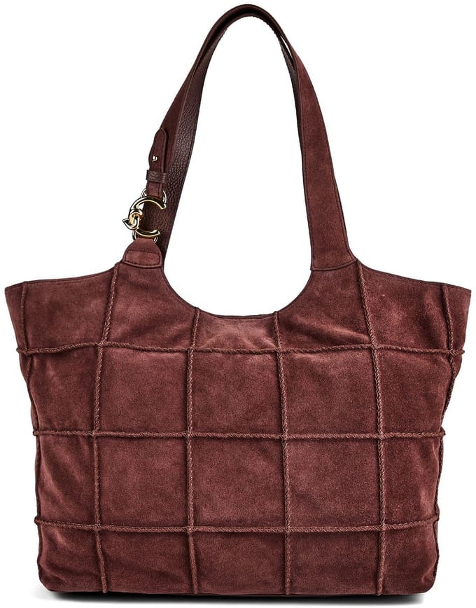 COCCINELLE Leren schoudertas C-Easy Check E Shoulder Bag Berry / Berry donkerpaars