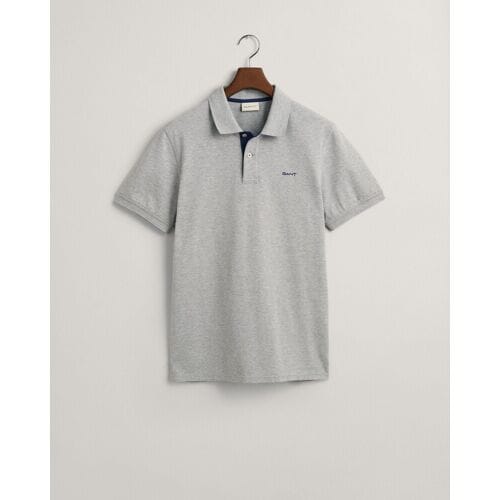 Gant Polo Contrast Piqué Short Sleeve Subtle Stretch Grijs Melange / male