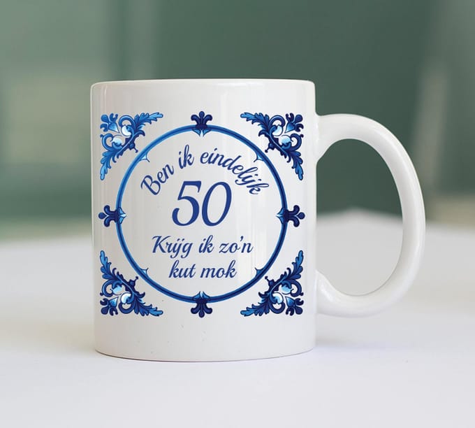 Kut Mok - Eindelijk 50 Jaar - Grappige Mok - Cadeau Verjaardag - Cadeau Mok