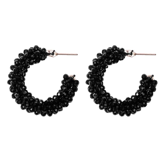 Lajetti - Beads Oorbel Zwart - Oorhangers met Glaskralen