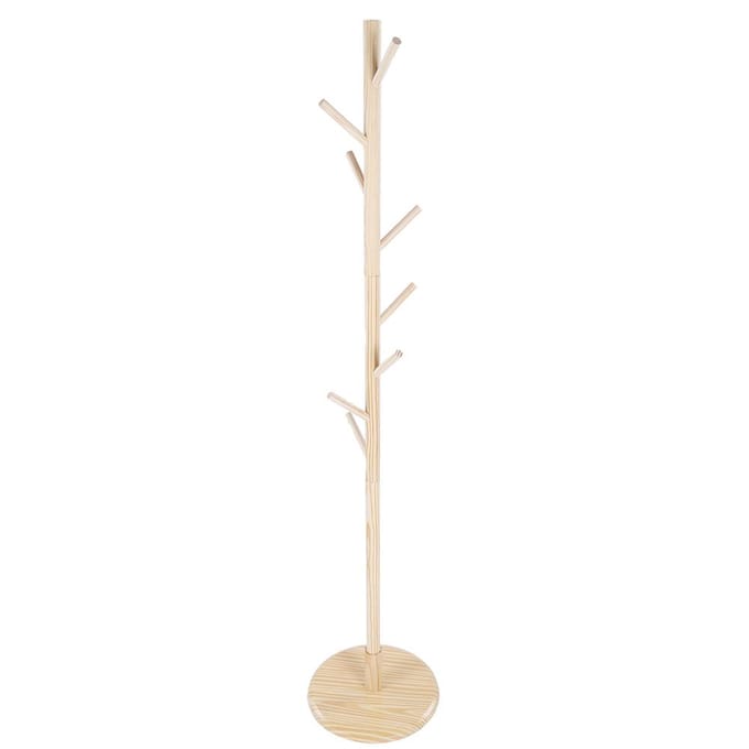 Gemonteerde Houten Jas Hoed Standaard Boom Jas Kleding Verticaal Hanger Rek 8 Haken Type 2 white