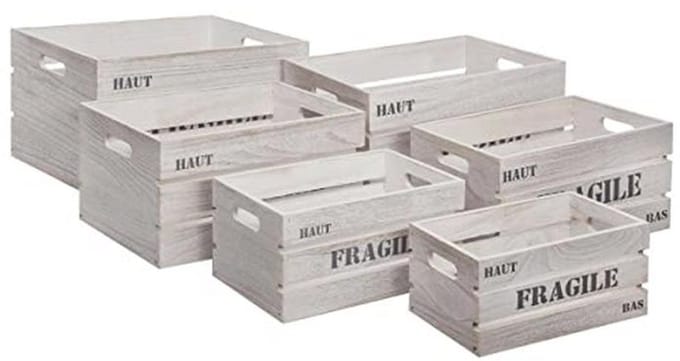 Houten kisten set van 6 - Perfect voor opslag en decoratie