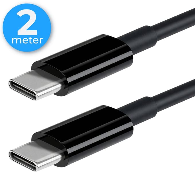 Nuvance Usb C Kabel - 100W - Usb C naar Usb C - 2 Meter - Usb-C Kabels - Snellader - 480Mb/ps Data - Usb C Oplader - Zwart