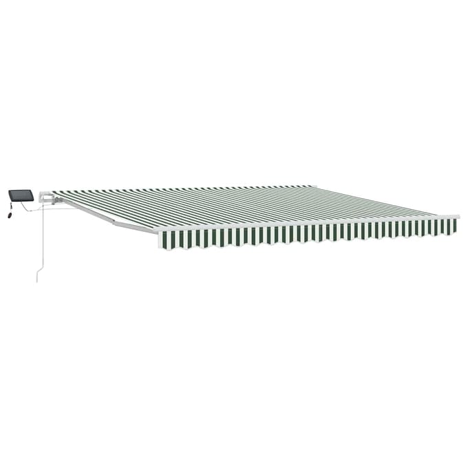 vidaXL - Uitschuifbare - luifel - Groen - en - Wit - 400 - × - 300 - cm