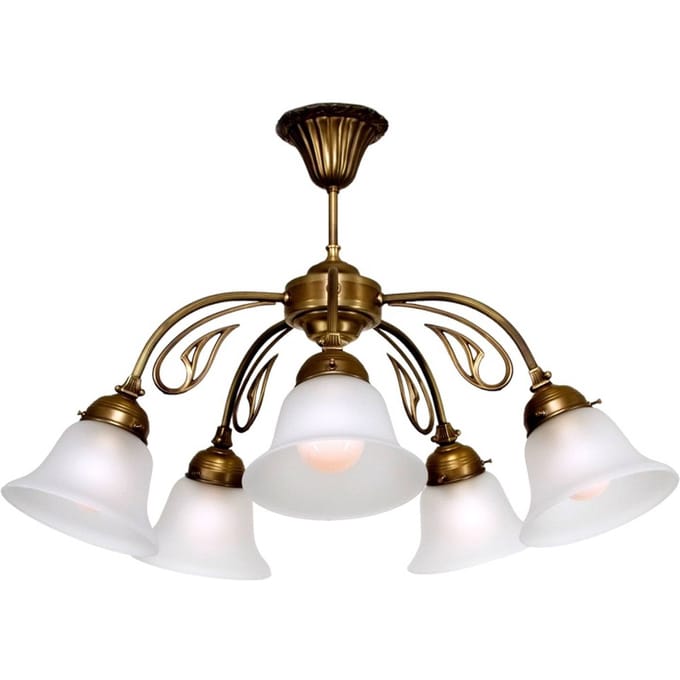 Berliner Messinglampen 5-lichts plafondlamp OLGA, messing