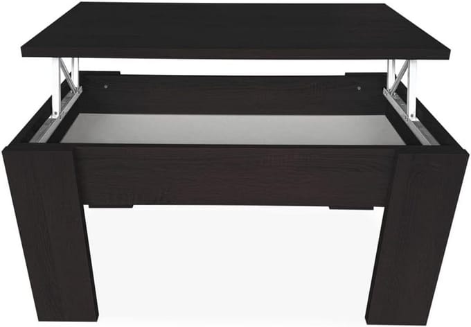 Verstelbare Salontafel - Eettafel Salontafel - Woonkamer Eettafel - Binnen Compartiment - 90x50x46-57 cm - Wenge