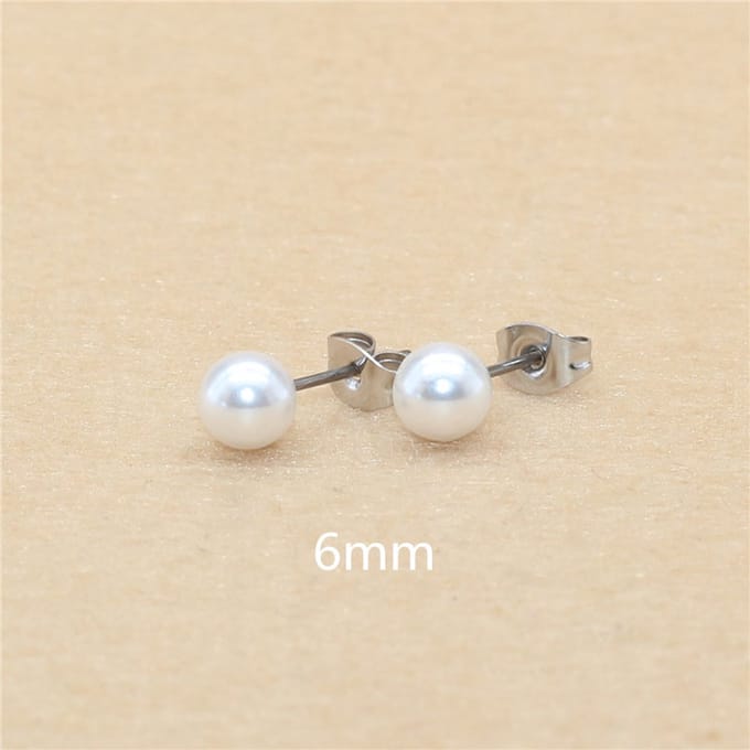 Oorbellen parel wit 0.8x6x6 mm - LMPiercings