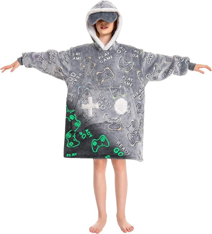 Draagbare Deken Hoodie Oversized met Zakken Lichtgevend in het Donker