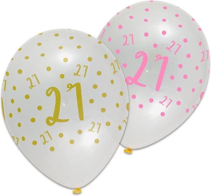Ballonnen 21 Jaar Pink/Gold Chic (6st)