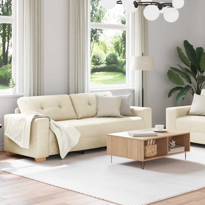 vidaXL - Bank - 2 - st - Beige - Linnenmix - Stoffen