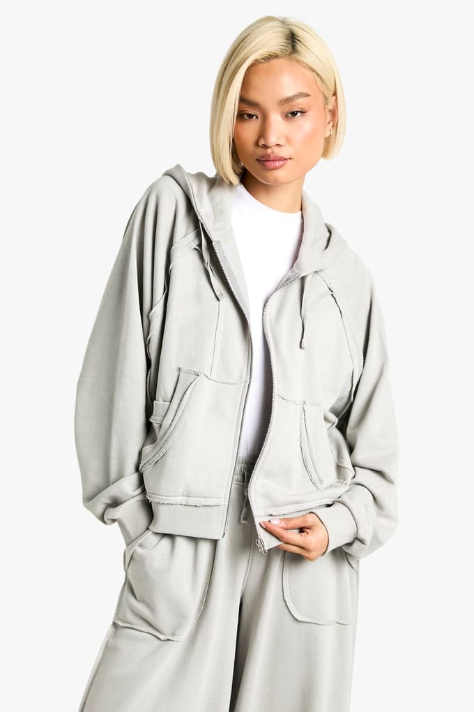 boohoo Dames Gedekonstrueerde Oversized Hoodie | Ice Grey | Maat: XS