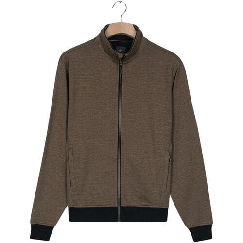 Baileys Vest Sweat Zip Two-Tone Jacquard Doubleface Interlock Donker Zand / male