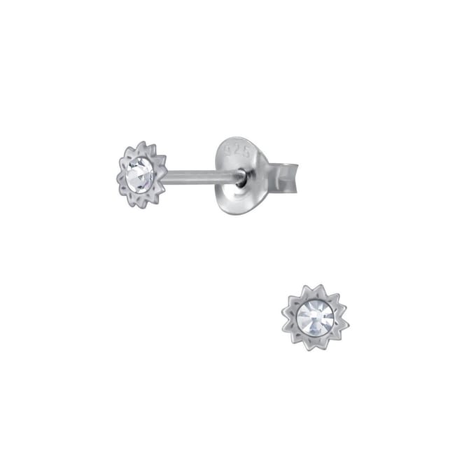 Joy|S - Zilveren mini kinderoorbellen - 3 mm - sun kristal