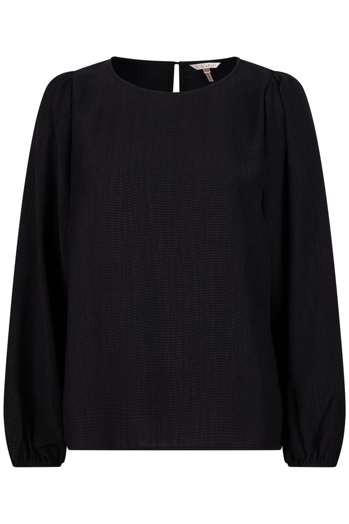 EsQualo Blouse R-neck Structure Black Größe: 36 | Longsleeves Outlet | Damen | Schwarz