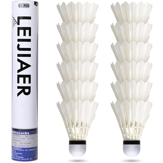 Pluimballen voor Badminton Buiten 12-Pack Beginners Training Badminton Pluimballen wit