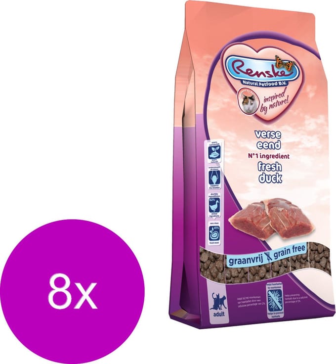 Renske Kat Adult Verse Eend - Kattenvoer - 8 x 400 g