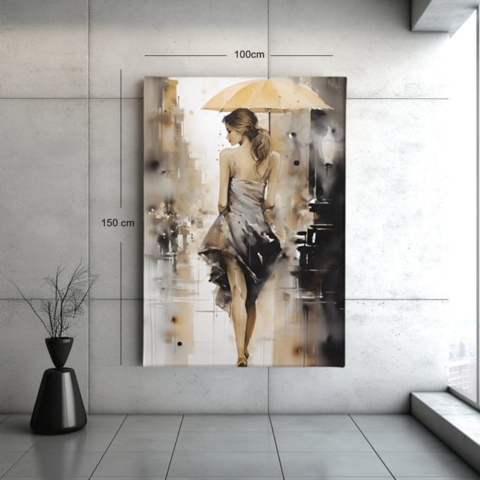 Canvas Schilderij Vrouw - Abstracte kunst - Wanddecoratie - 90x60x2 cm