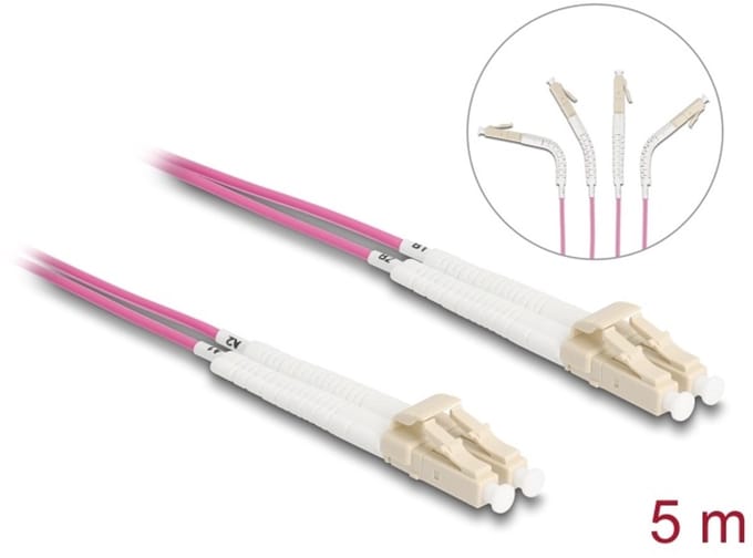 Delock Optical Fiber Cable LC Duplex to LC Duplex Multi-mode OM4 angled 5 m