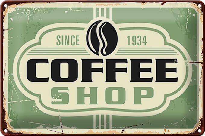 Blechschild Retro 30x20cm Kaffee Coffee Shop since 1934