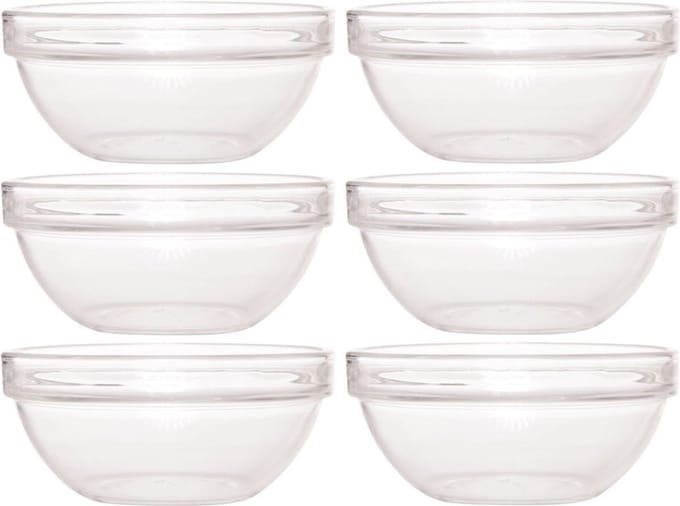 Luminarc Schaaltje/kommetje - 6x - glas - 17 cm - snack schaaltjes - chips schaaltje