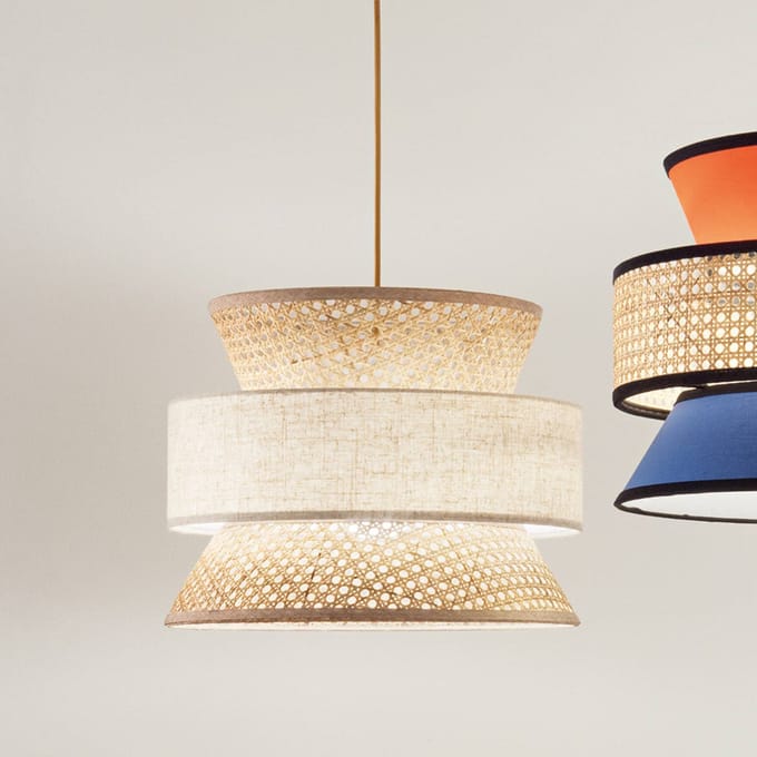 Luce Ambiente Design hanglamp Gazebo, naturel/beige, Ø 40 cm, rotan/stof