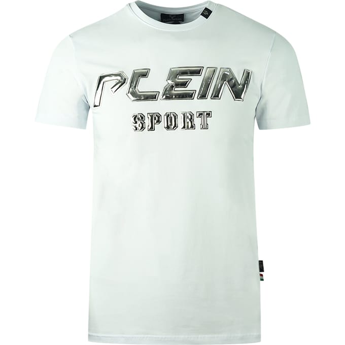 Plein Sport Zilver Logo Witte T-Shirt
