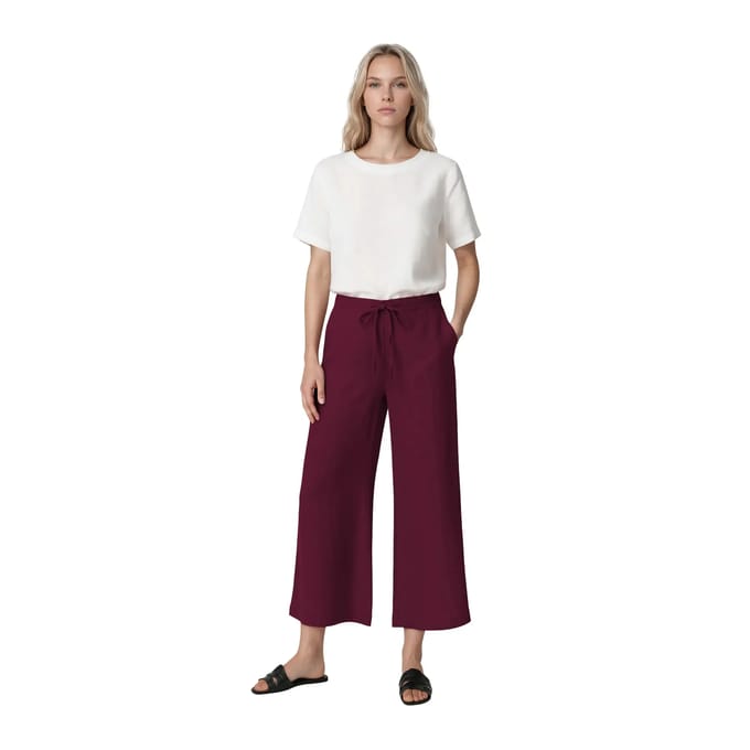Damesbroek met wijde pijpen Haris Cotton Essentials Drawstring Waist