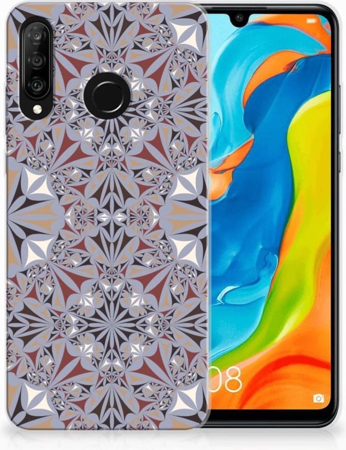 Huawei P30 Lite TPU Siliconen Hoesje Flower Tiles