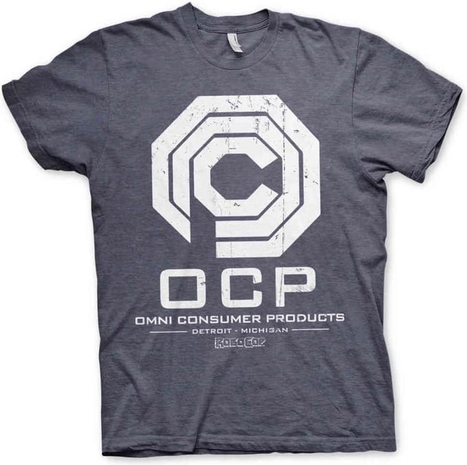 Robocop Heren Tshirt -M- Omni Consumer Products Blauw